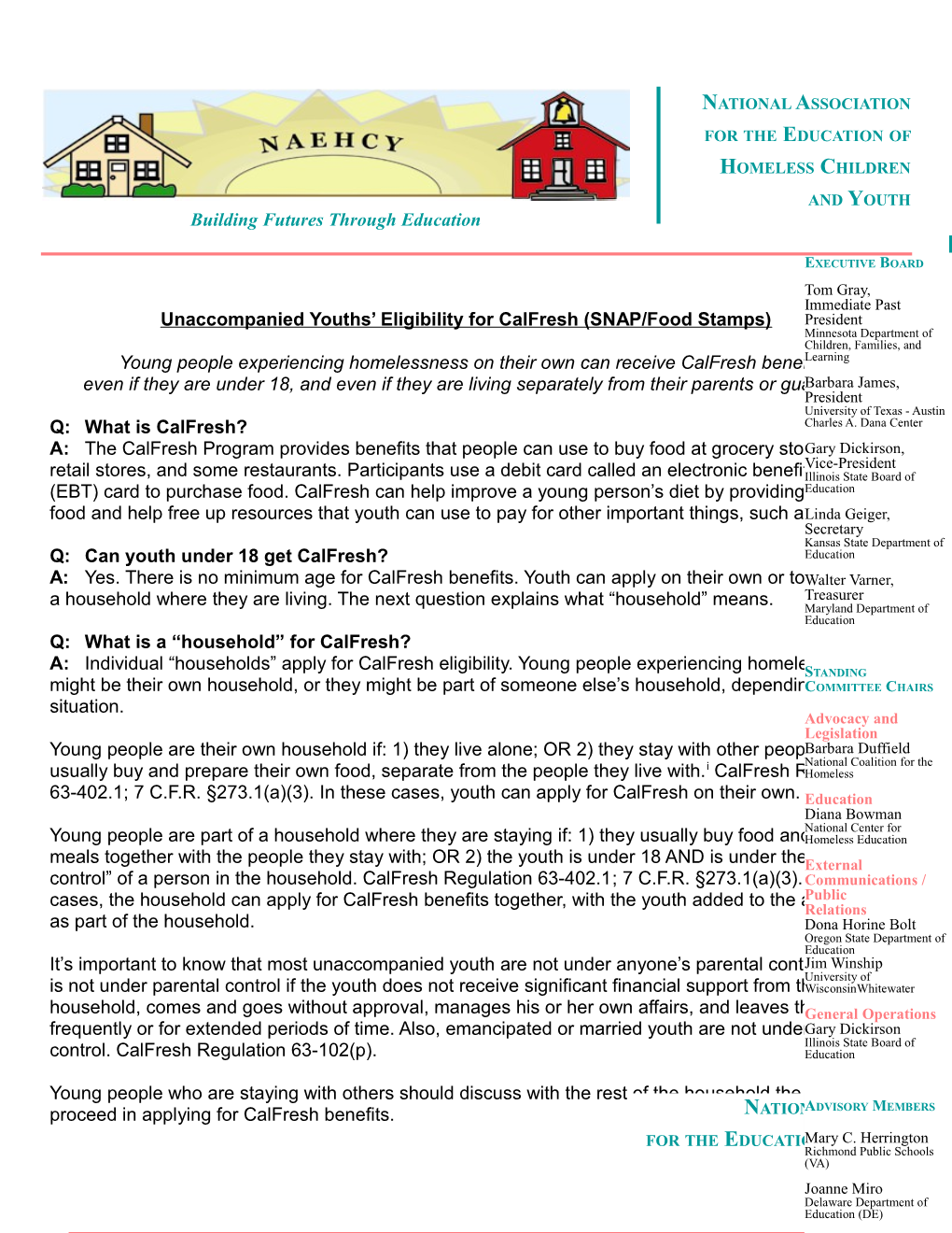 Unaccompanied Youths Eligibility for Calfresh (SNAP/Food Stamps)