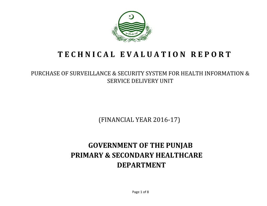 Purchase of Surveillance & Security Systemfor Health Information & Service Delivery Unit