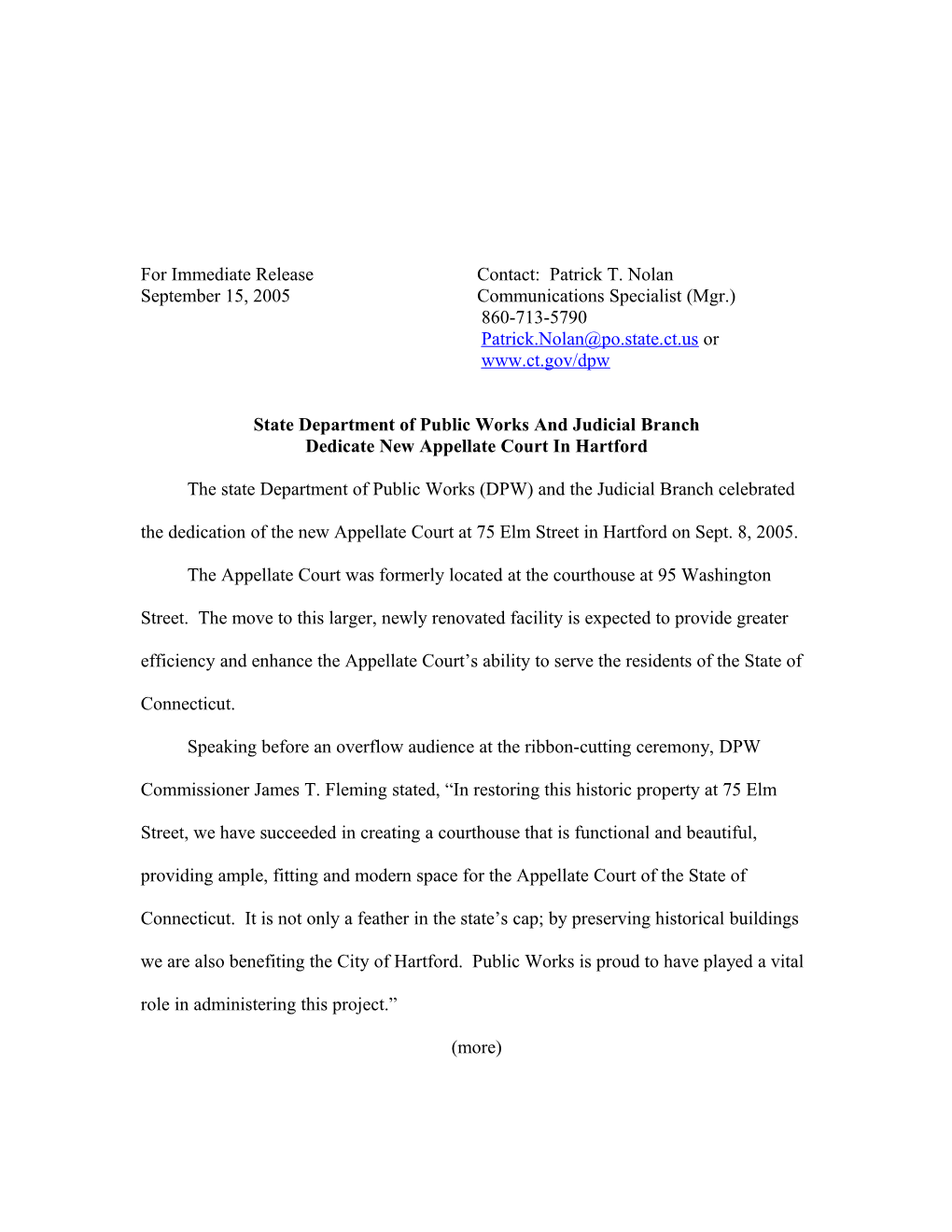 Appellate Court Press Release