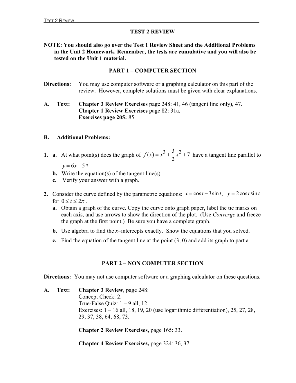 MATH 171 Test 1 Review