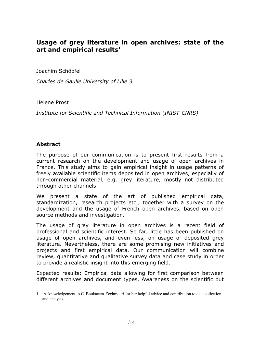 Usage of Grey Literature in Open Archives: State of the Art and Empirical Results