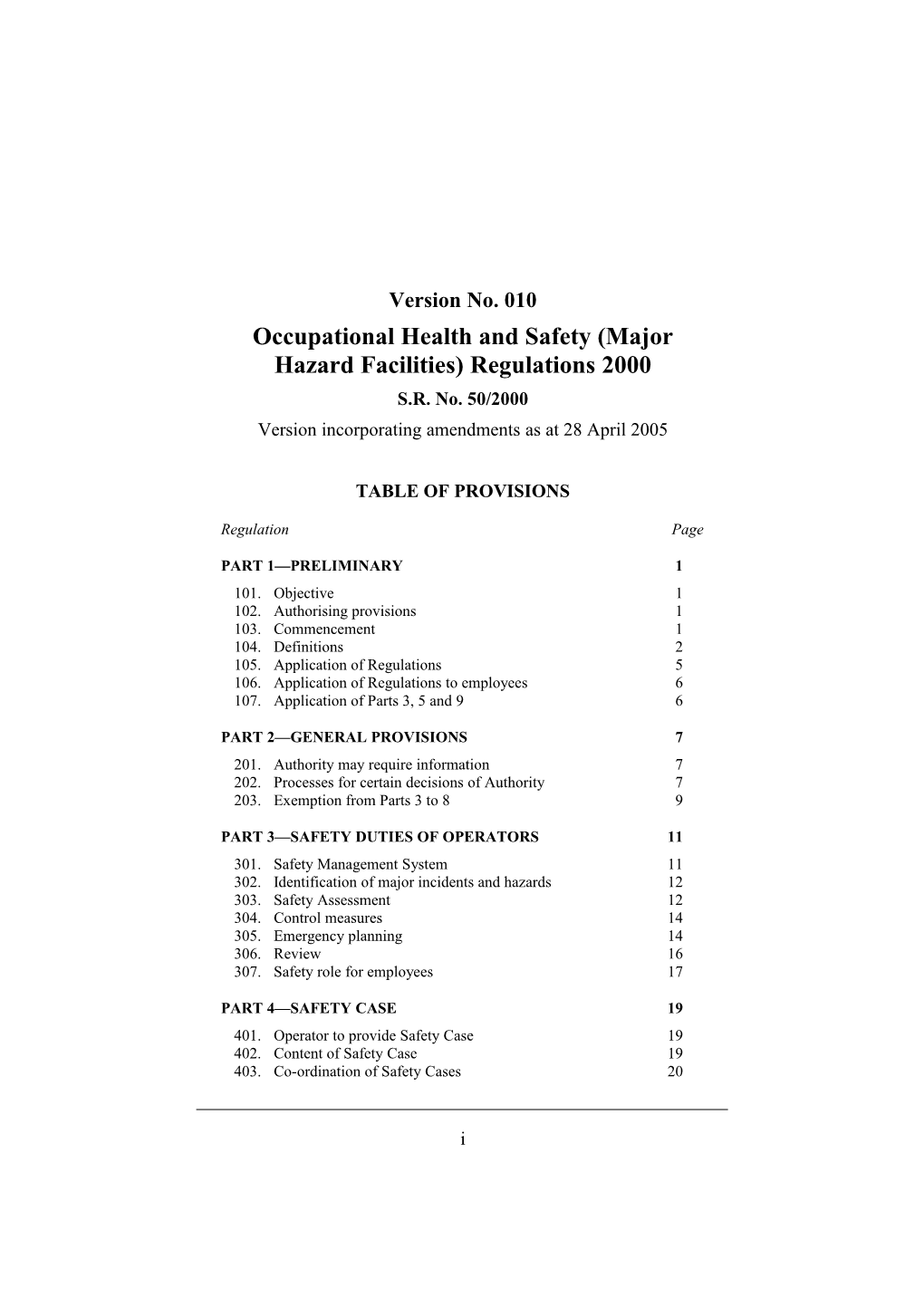 Occupational Health and Safety (Major Hazard Facilities) Regulations 2000