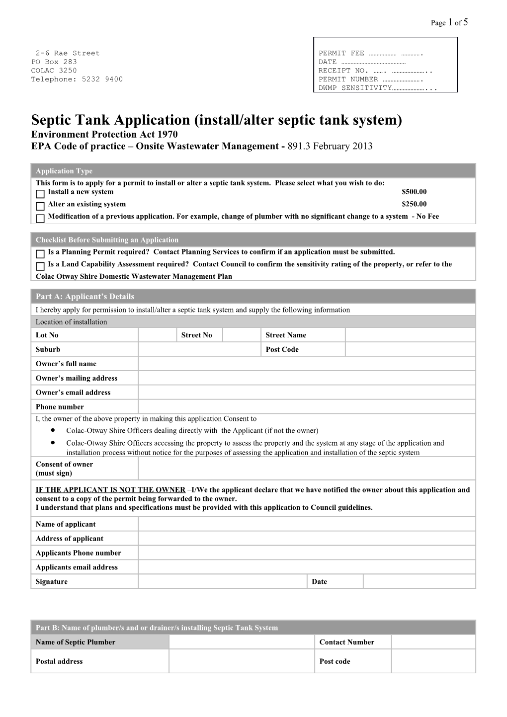 Application for Optional Additional