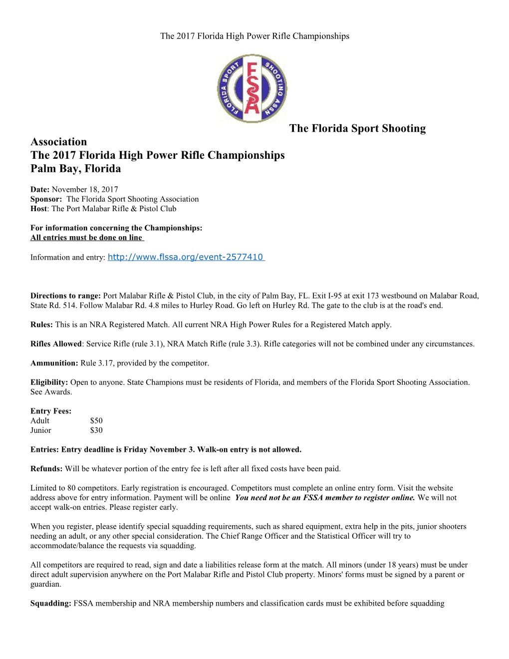 The 2017 Florida High Power Rifle Championships