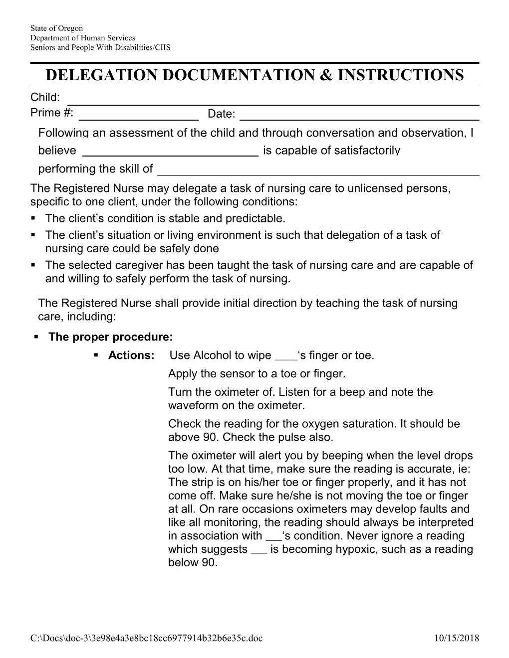 RN Delegation Form - Pulse