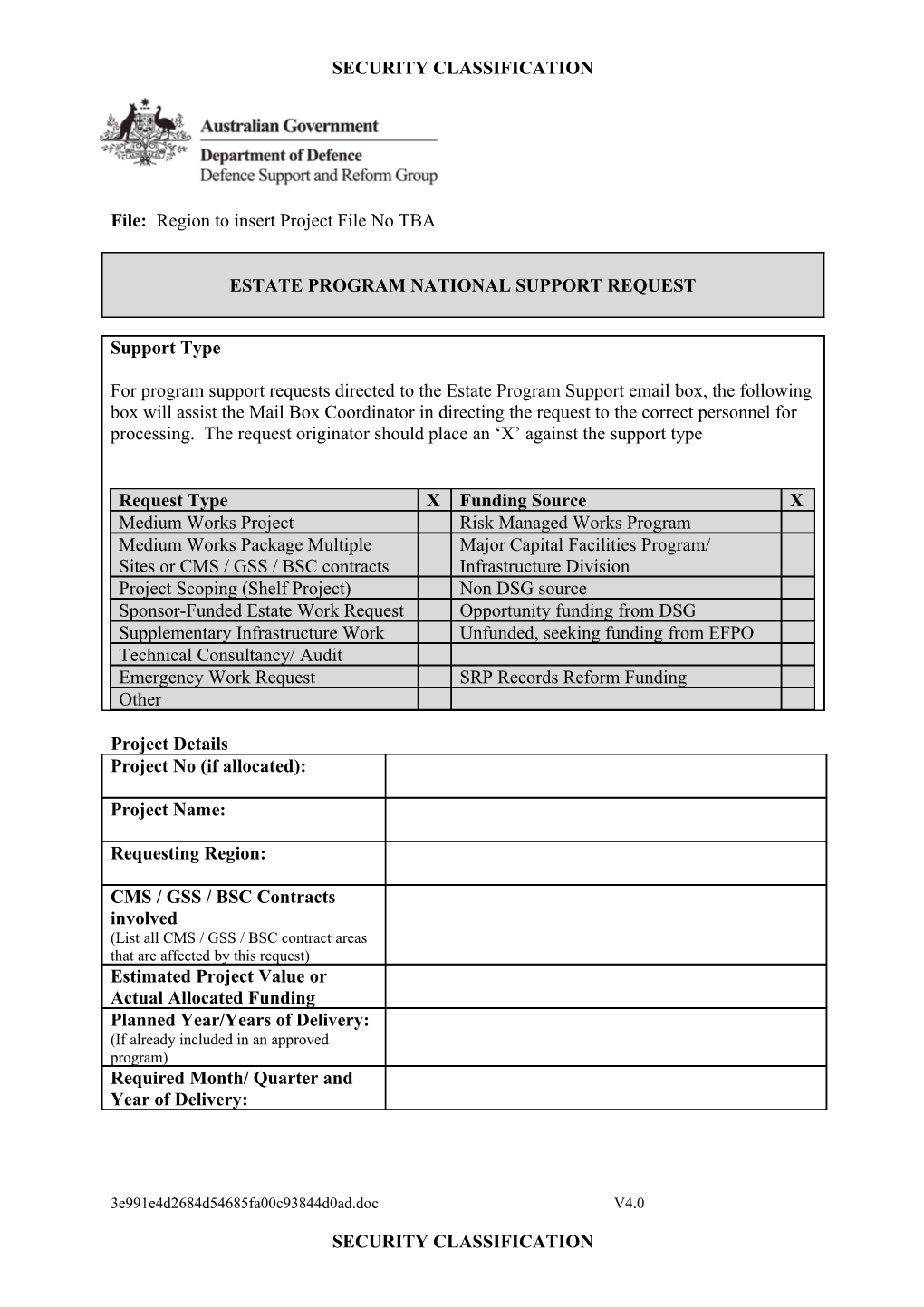 EP National Support Request Template