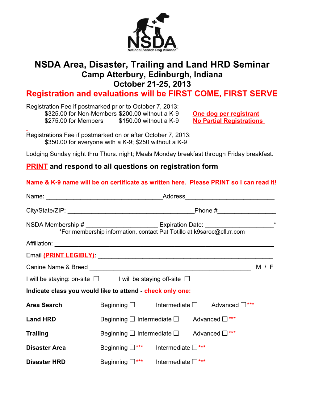 NSDA Area, Disaster, Trailingand Land HRD Seminar