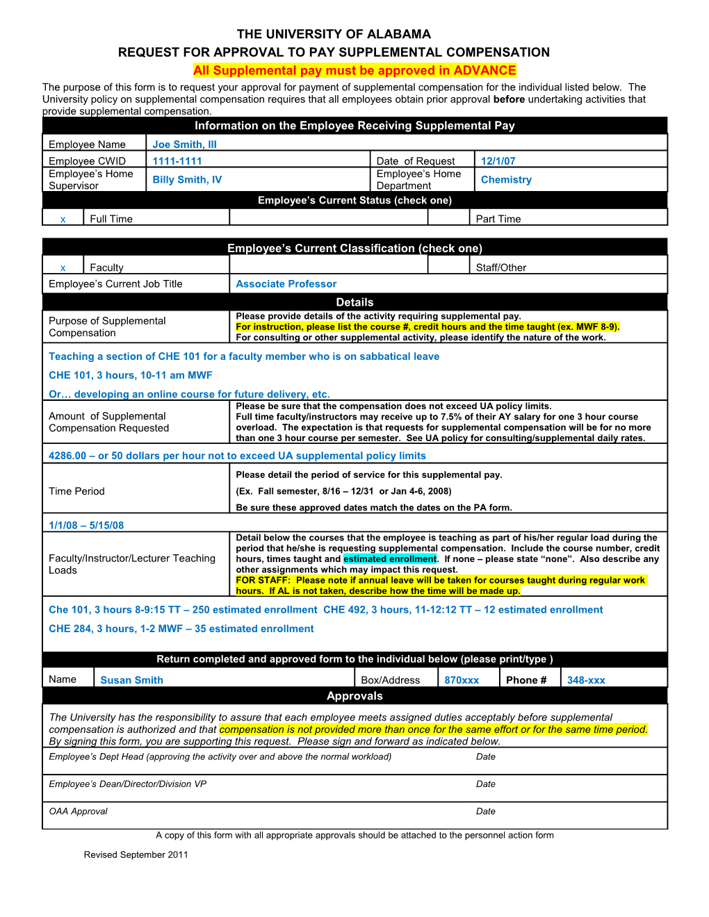 Request for Approval to Pay Supplemental Compensation