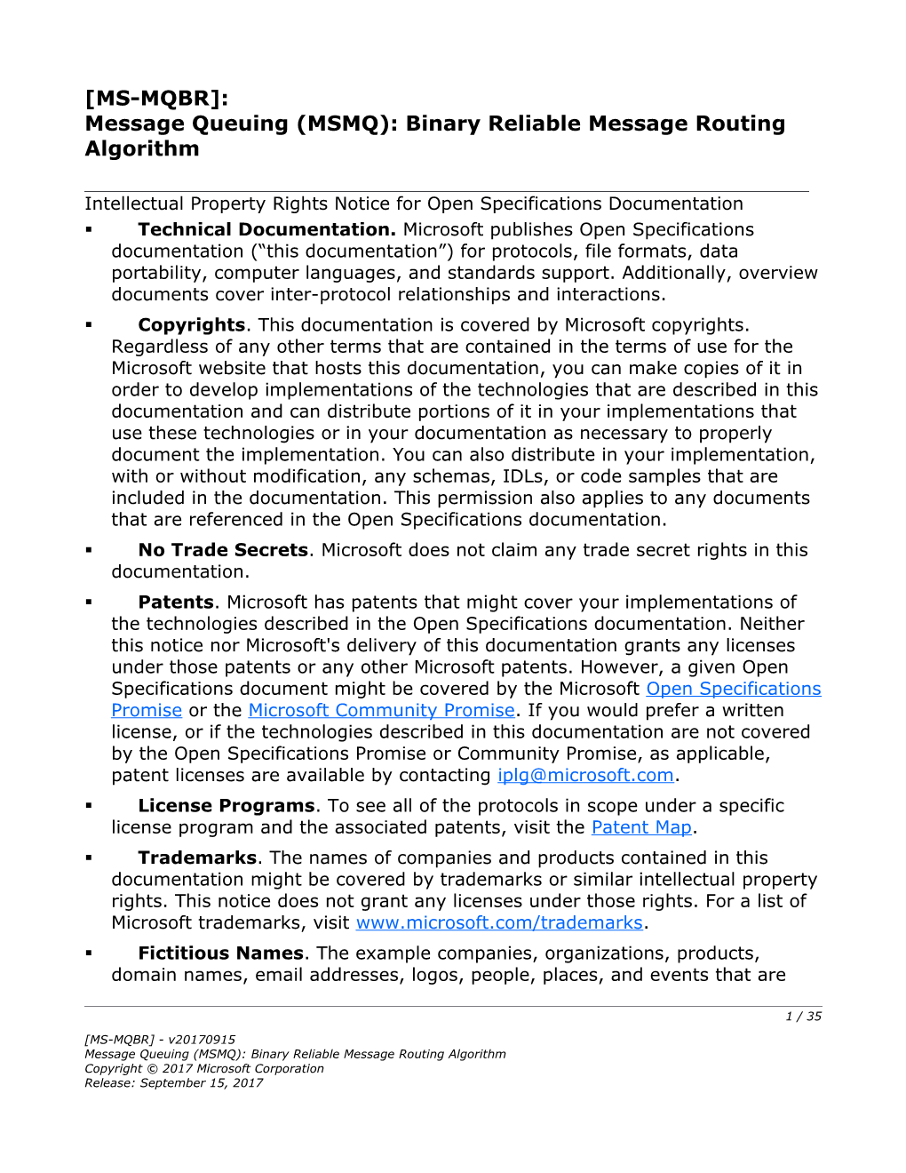 Message Queuing (MSMQ): Binary Reliable Message Routing Algorithm