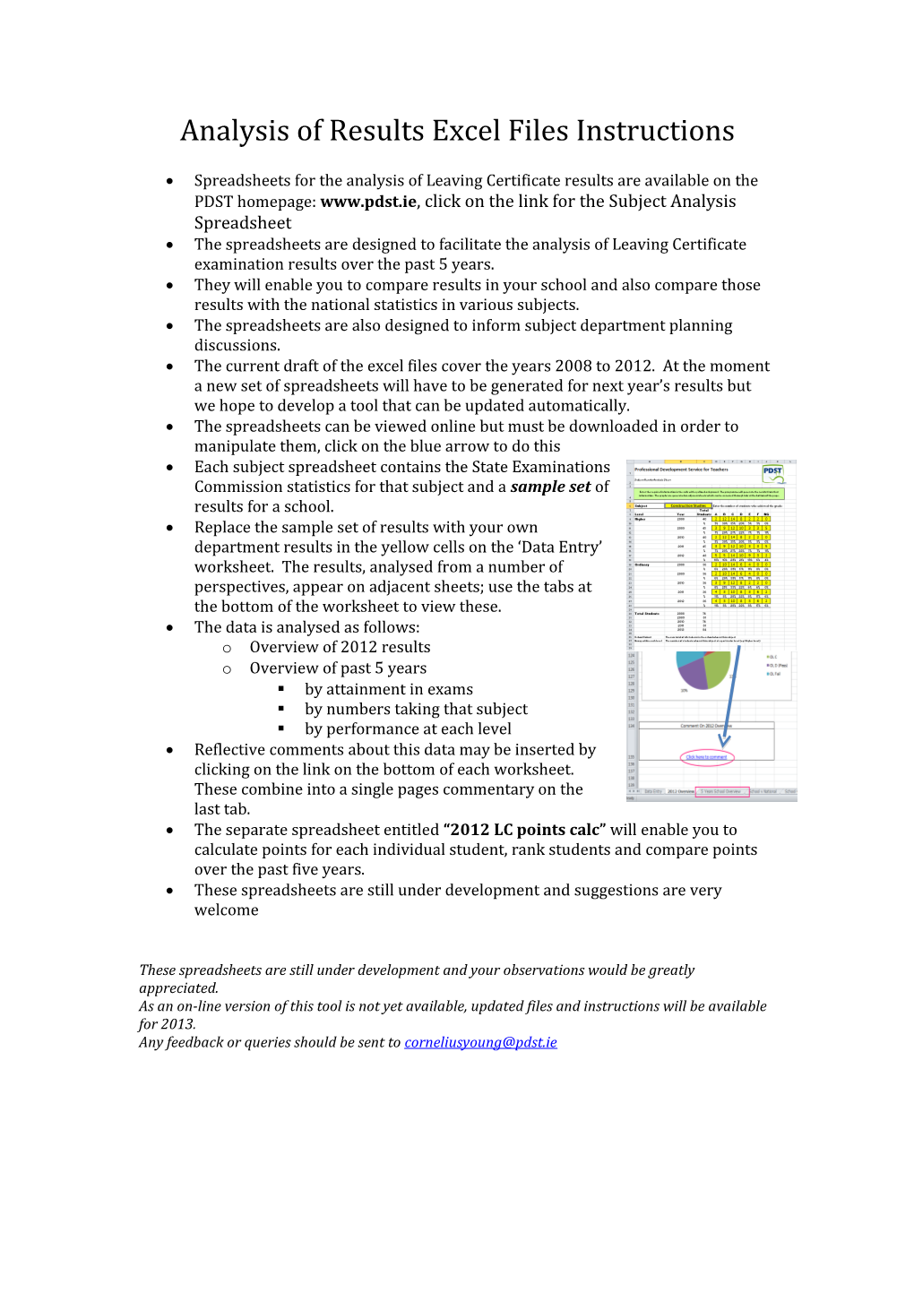 Analysis of Results Excel Files Instructions