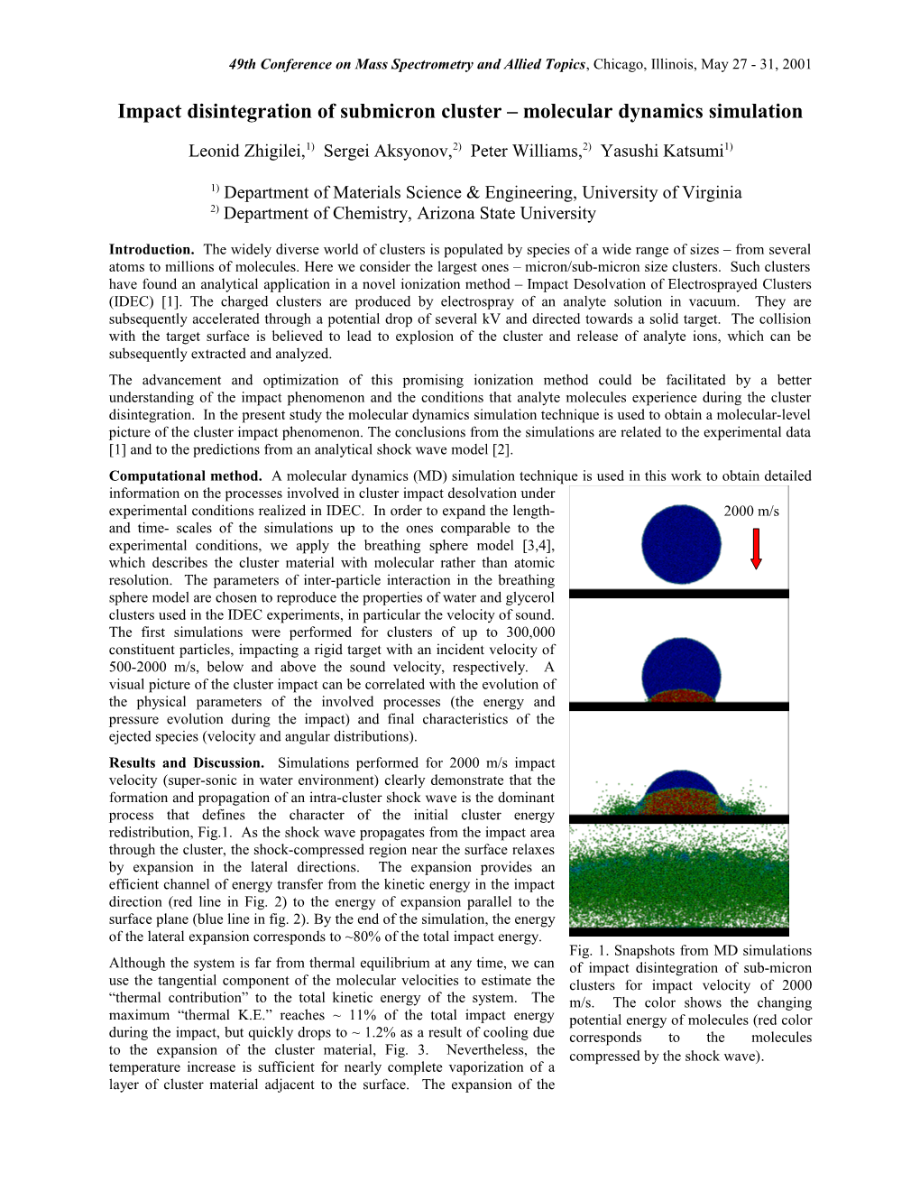 Micrometer Size Water Cluster Impact Molecular Dynamic Simulation