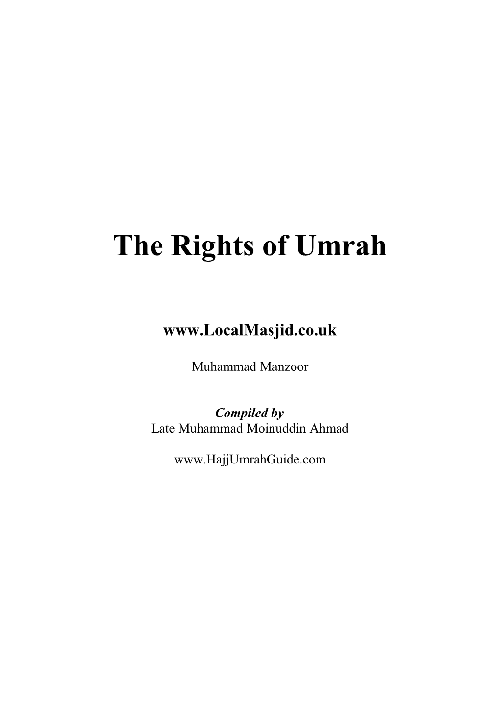 The Rights of Umrah