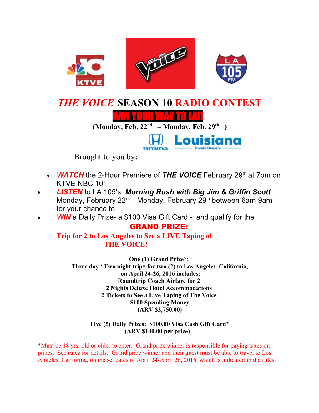 The Voiceseason 10 Radio Contest