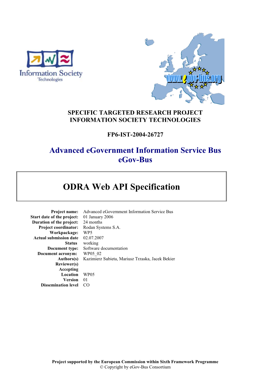 Egov-Bus ODRA Programmer Manual