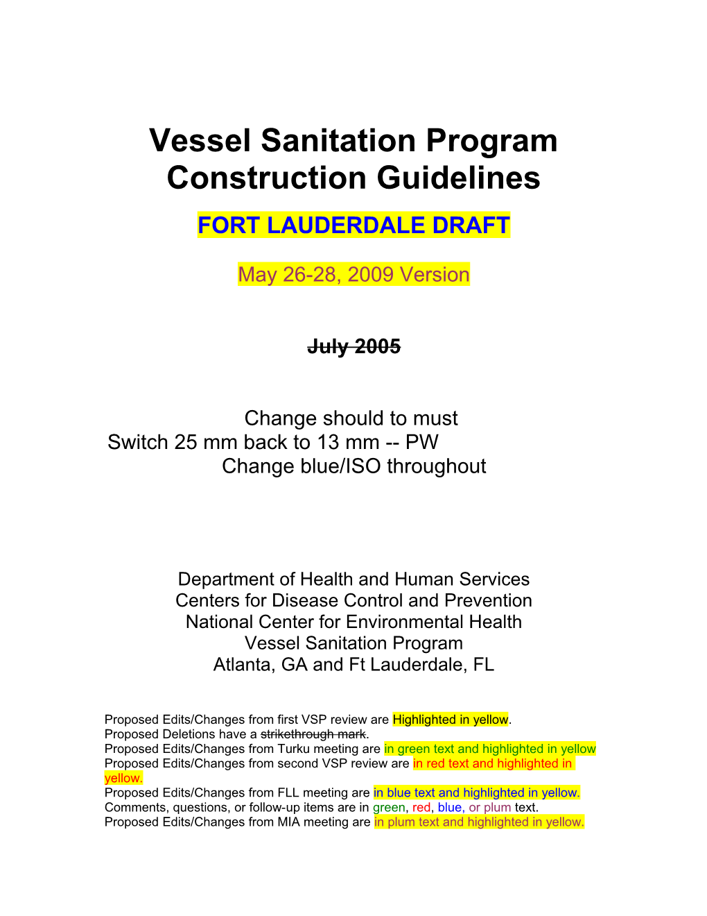 Vessel Sanitation Program Construction Guidelines