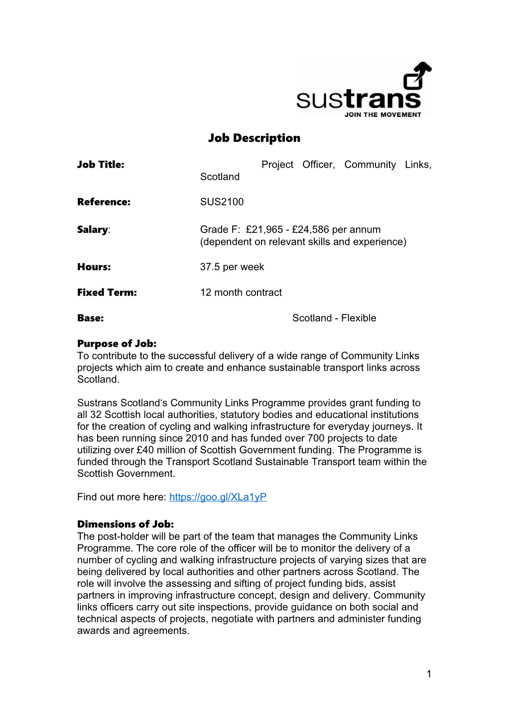 Job Title:Project Officer, Community Links, Scotland