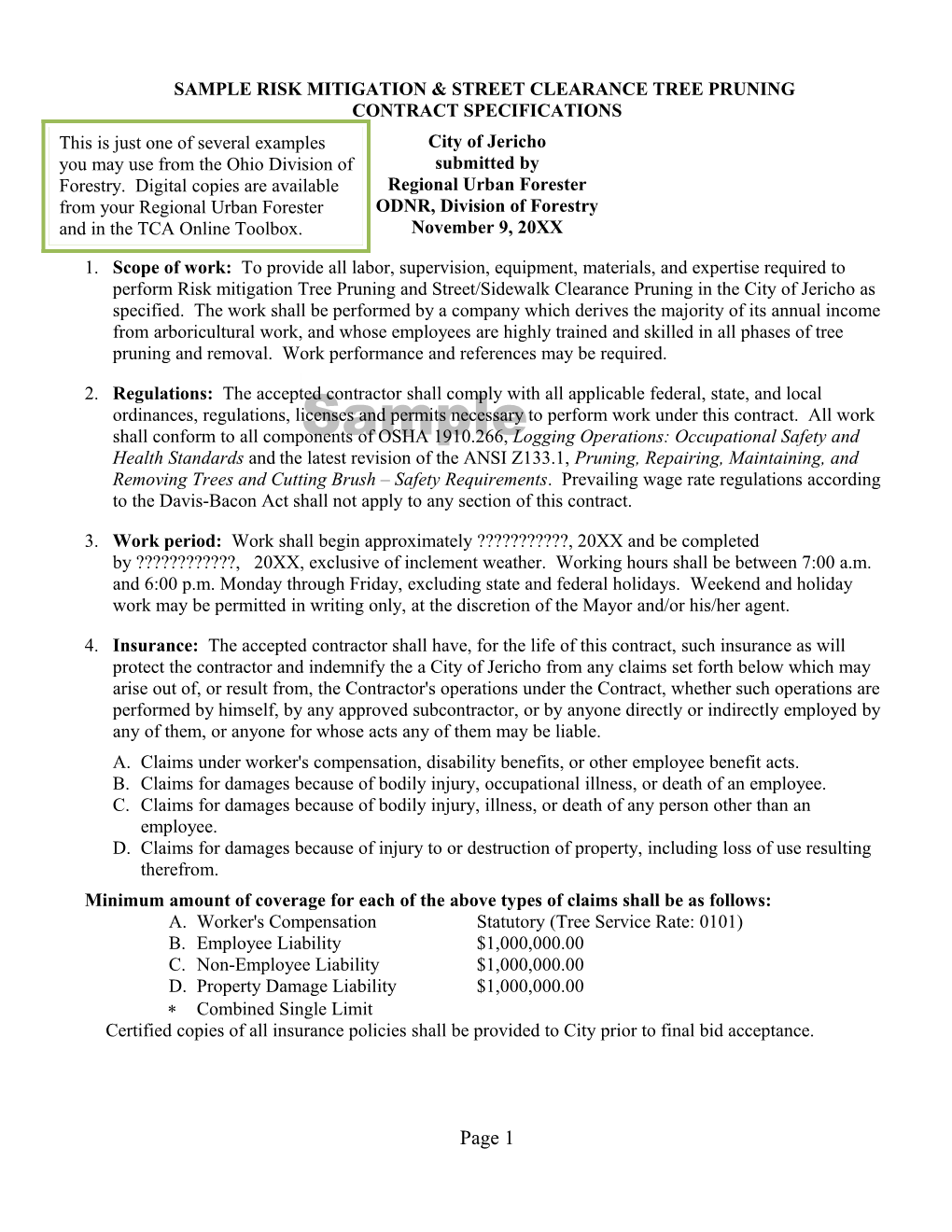 Proposed Tree Pruning Contract Specifications
