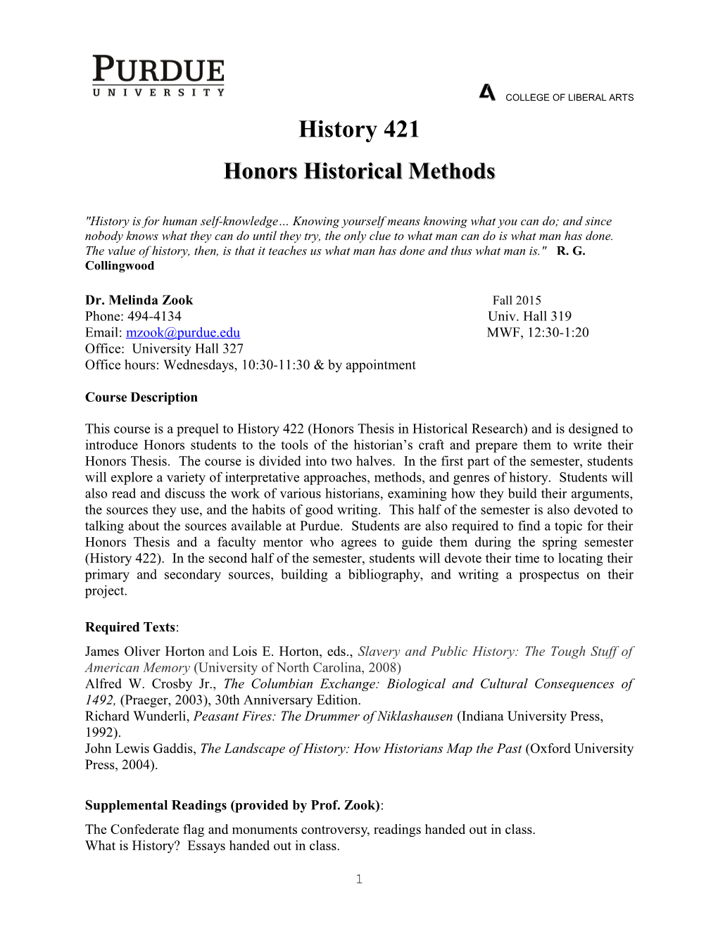 Honors Historical Methods