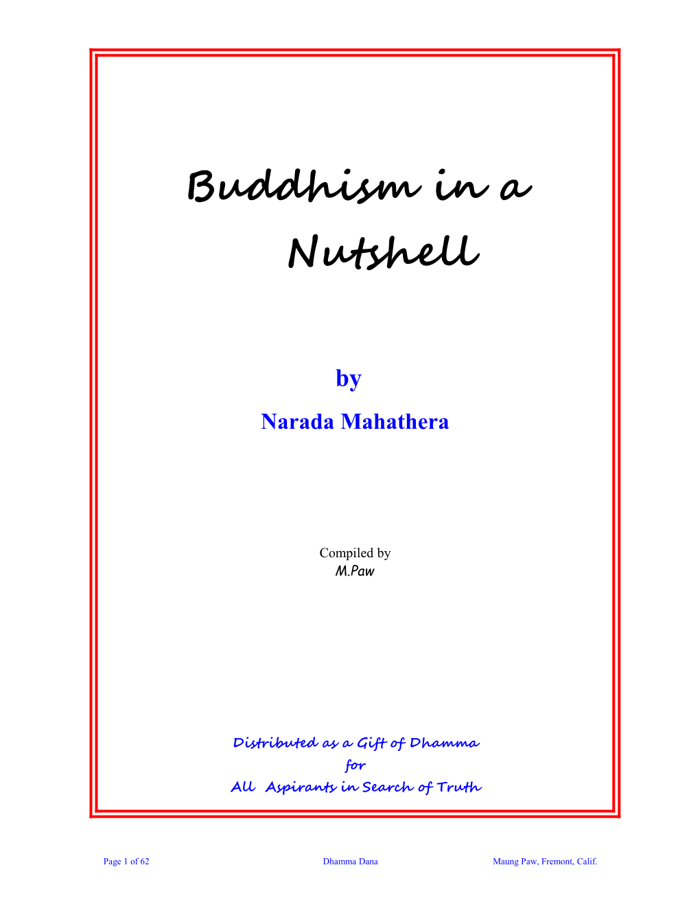 Buddhism in a Nutshell