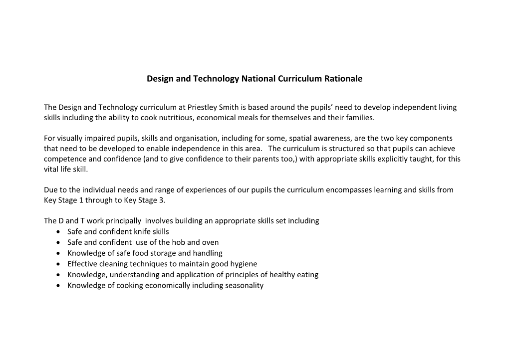 Design and Technology National Curriculum Review
