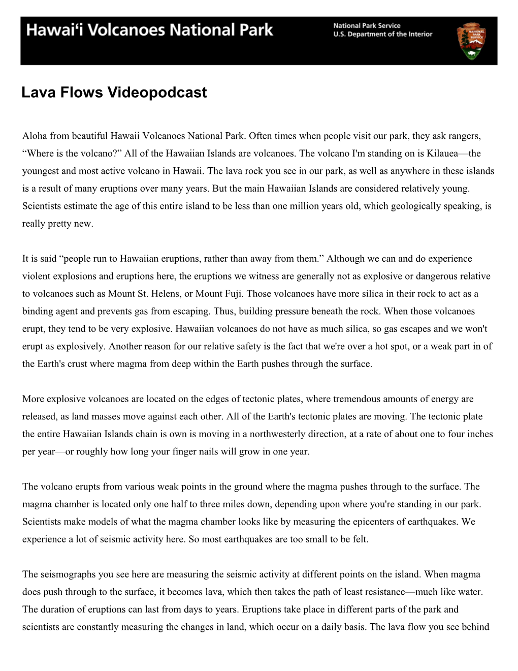Lava Flows Videopodcast