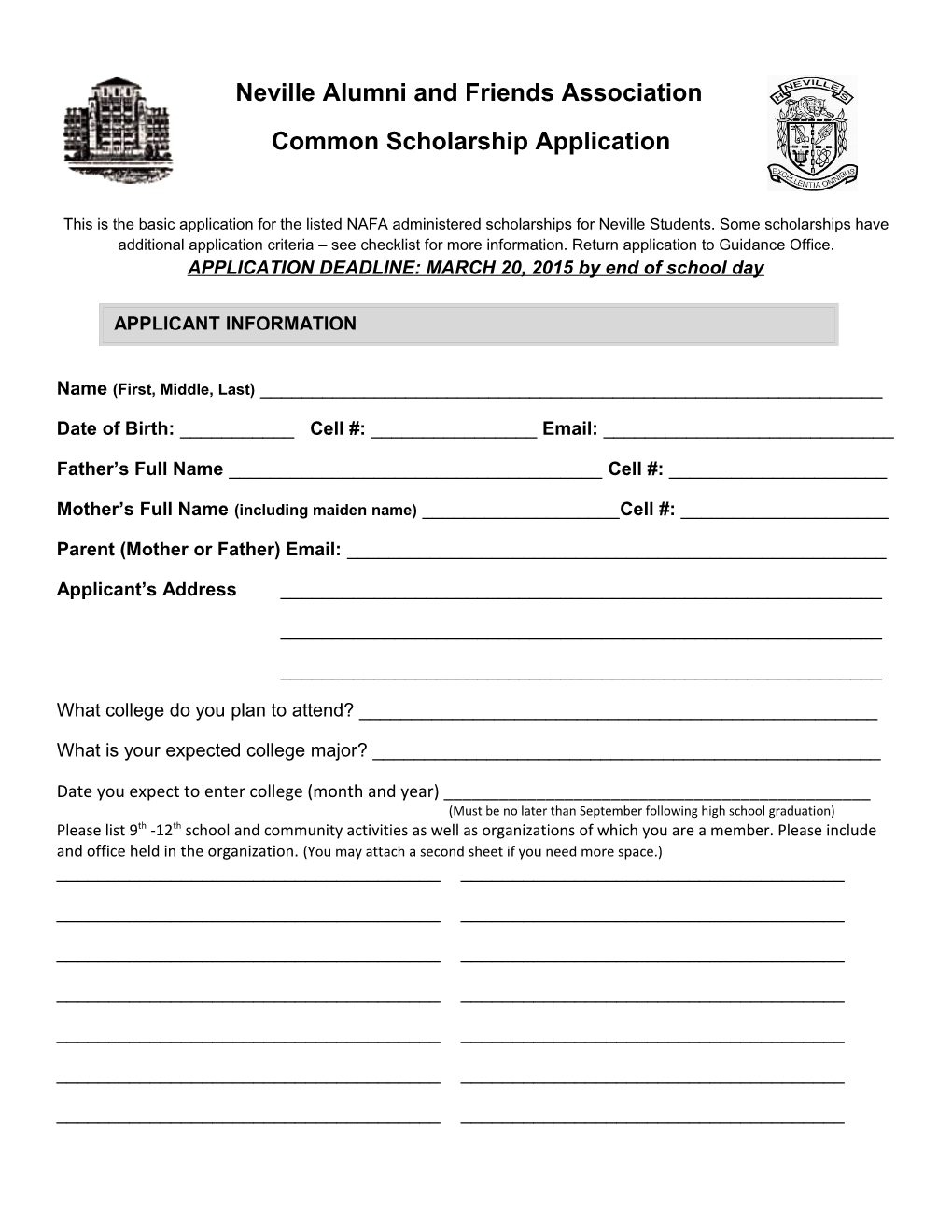 Common Scholarship Application