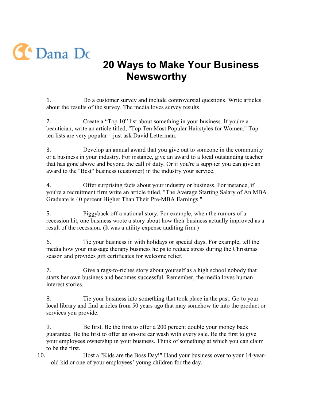 20 Ways to Make Your Business Newsworthy