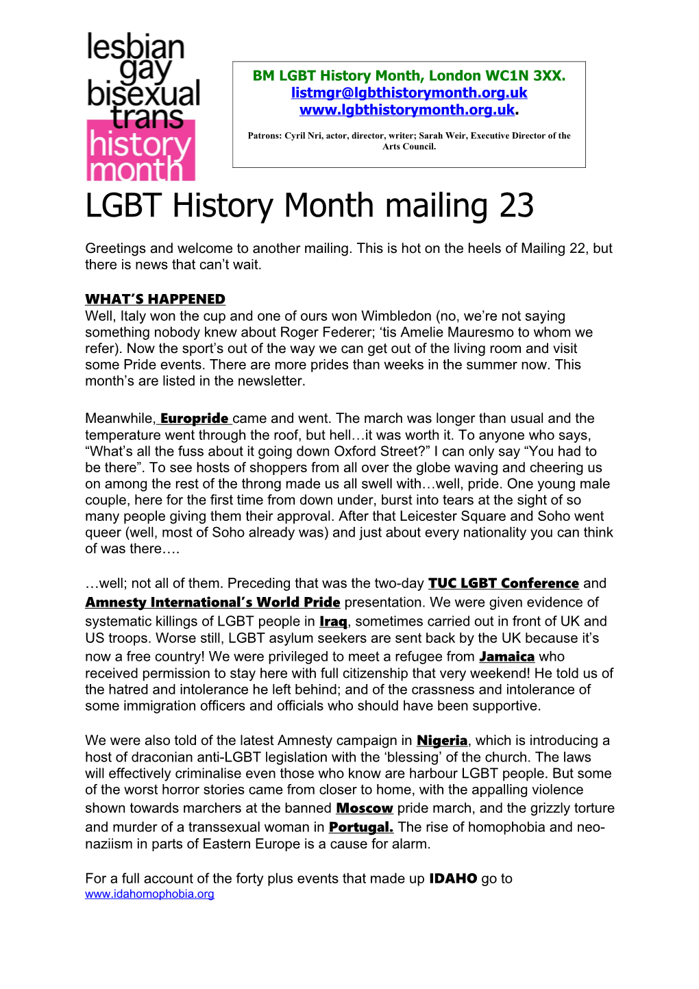 LGBT History Month Mailing 23