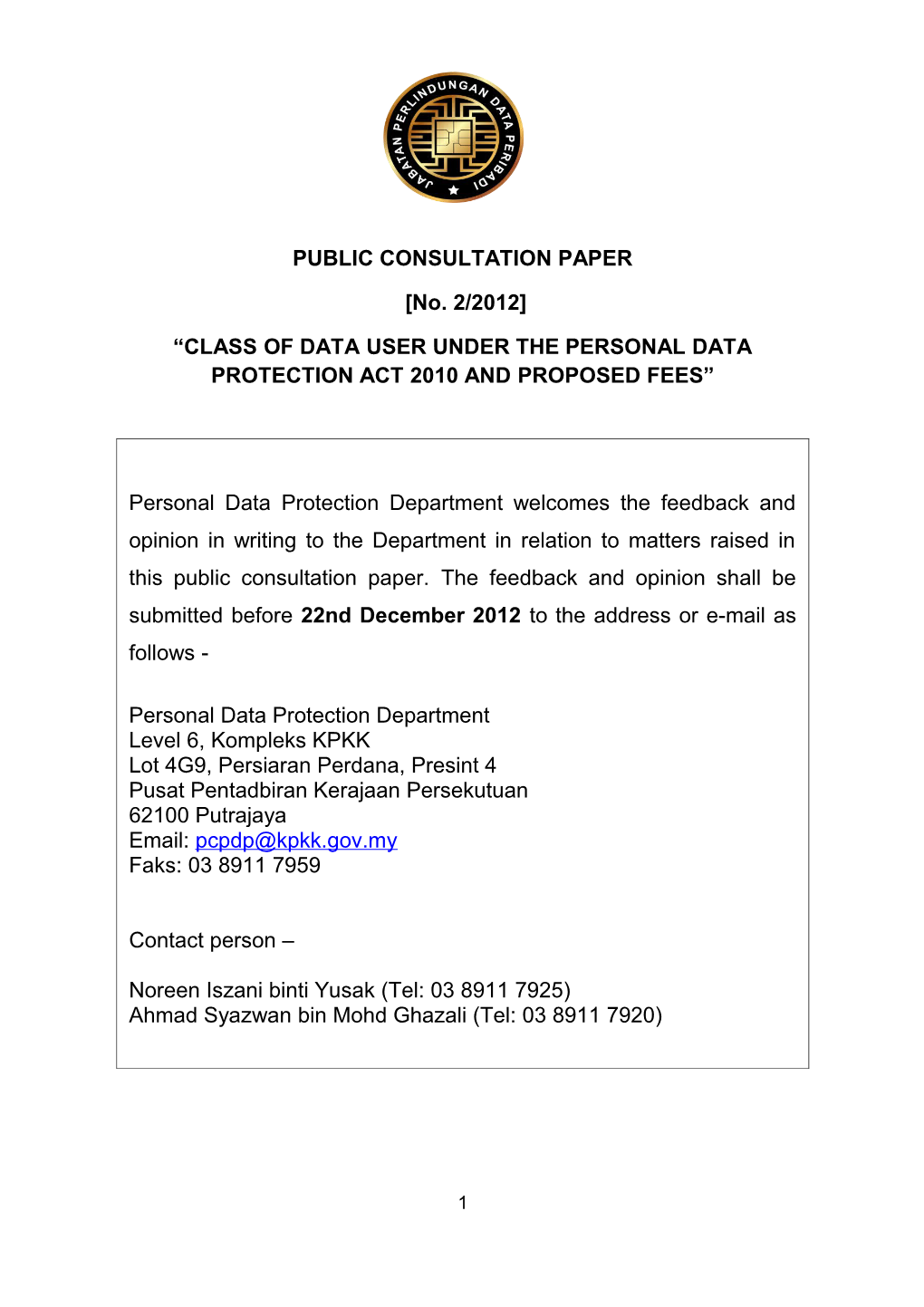 Public Consultation Paper