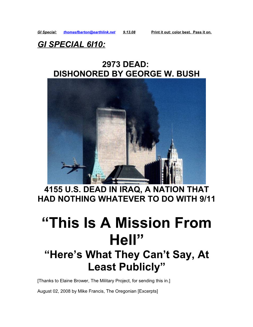 4155 U.S. Dead in Iraq, a Nation That Had Nothing Whatever to Do with 9/11
