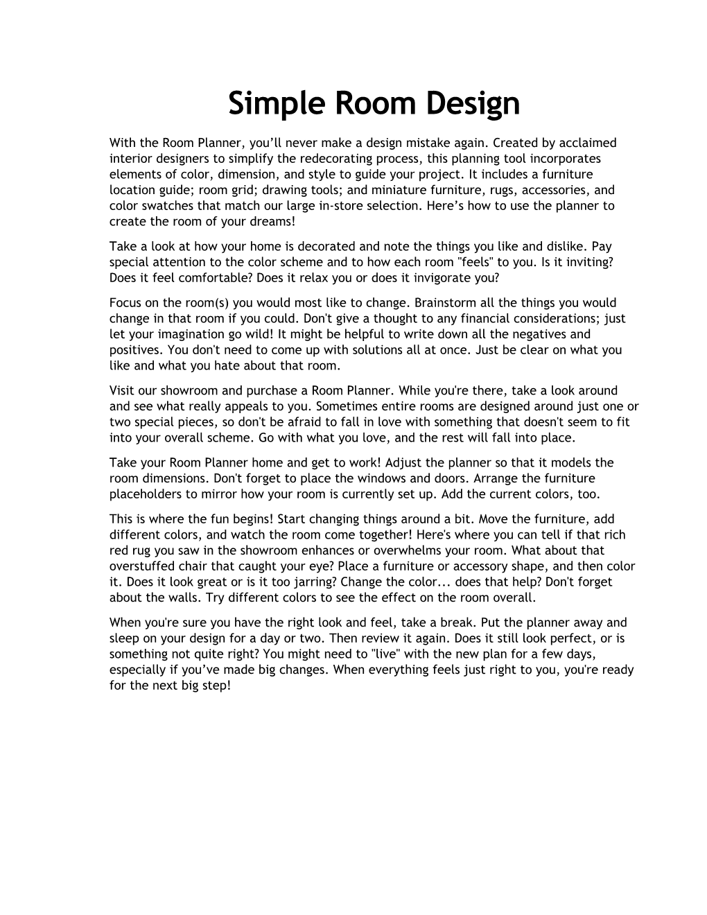 Simple Roomdesign