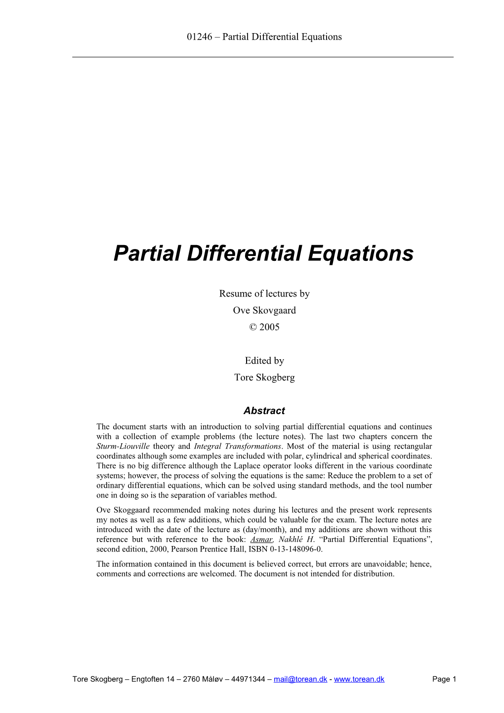 Partial Differential Equations