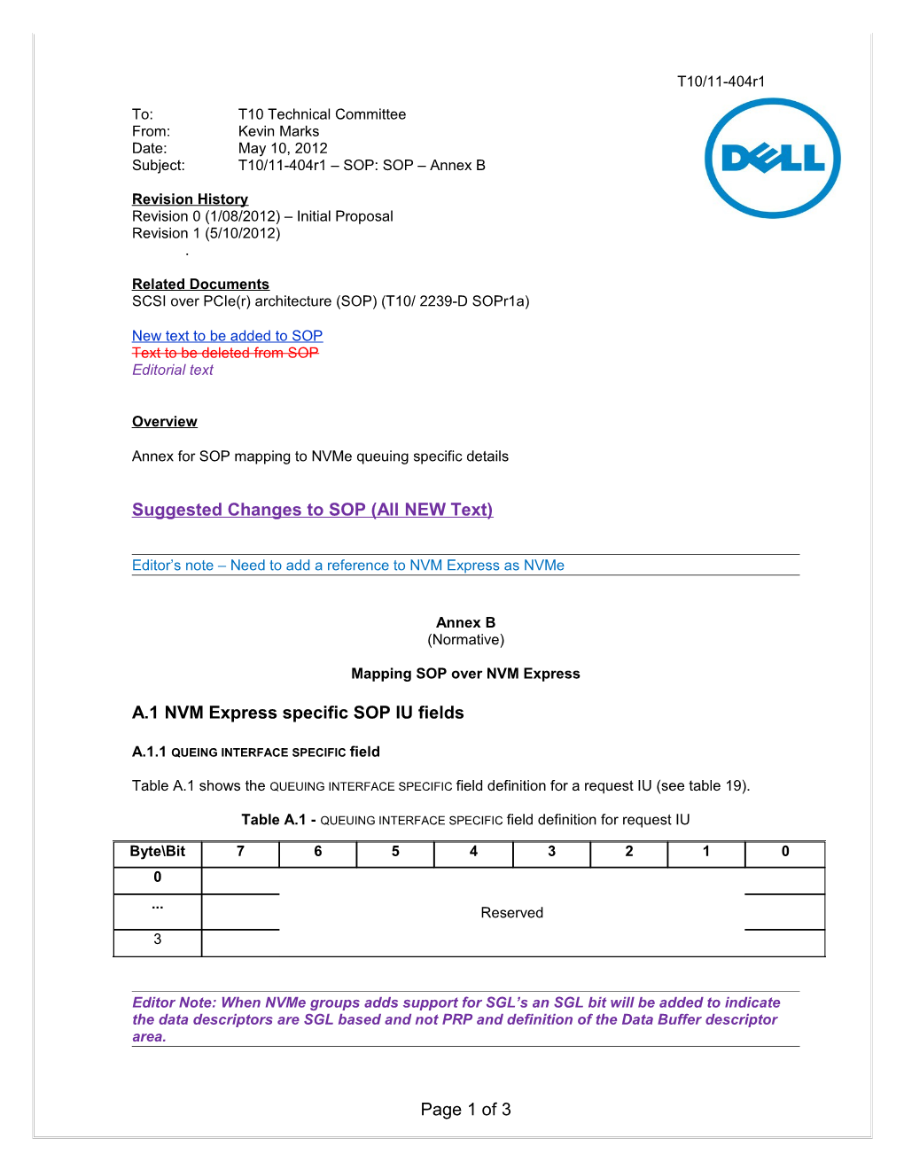 Subject:T10/11-404R1 SOP:SOP Annex B