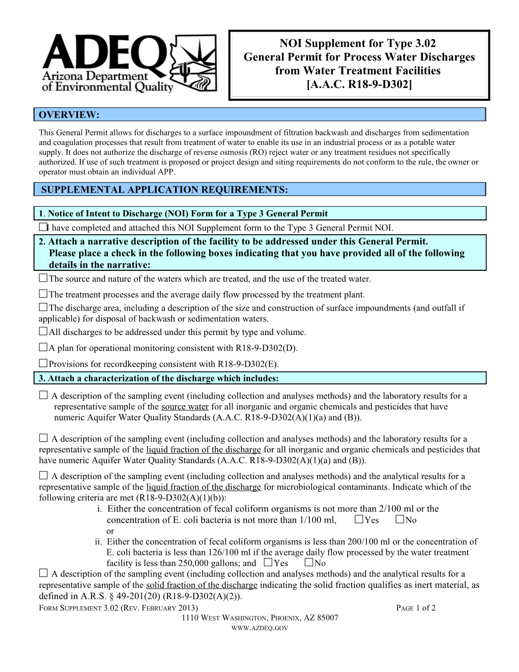 This General Permit Allows for Discharges to a Surface Impoundment of Filtration Backwash