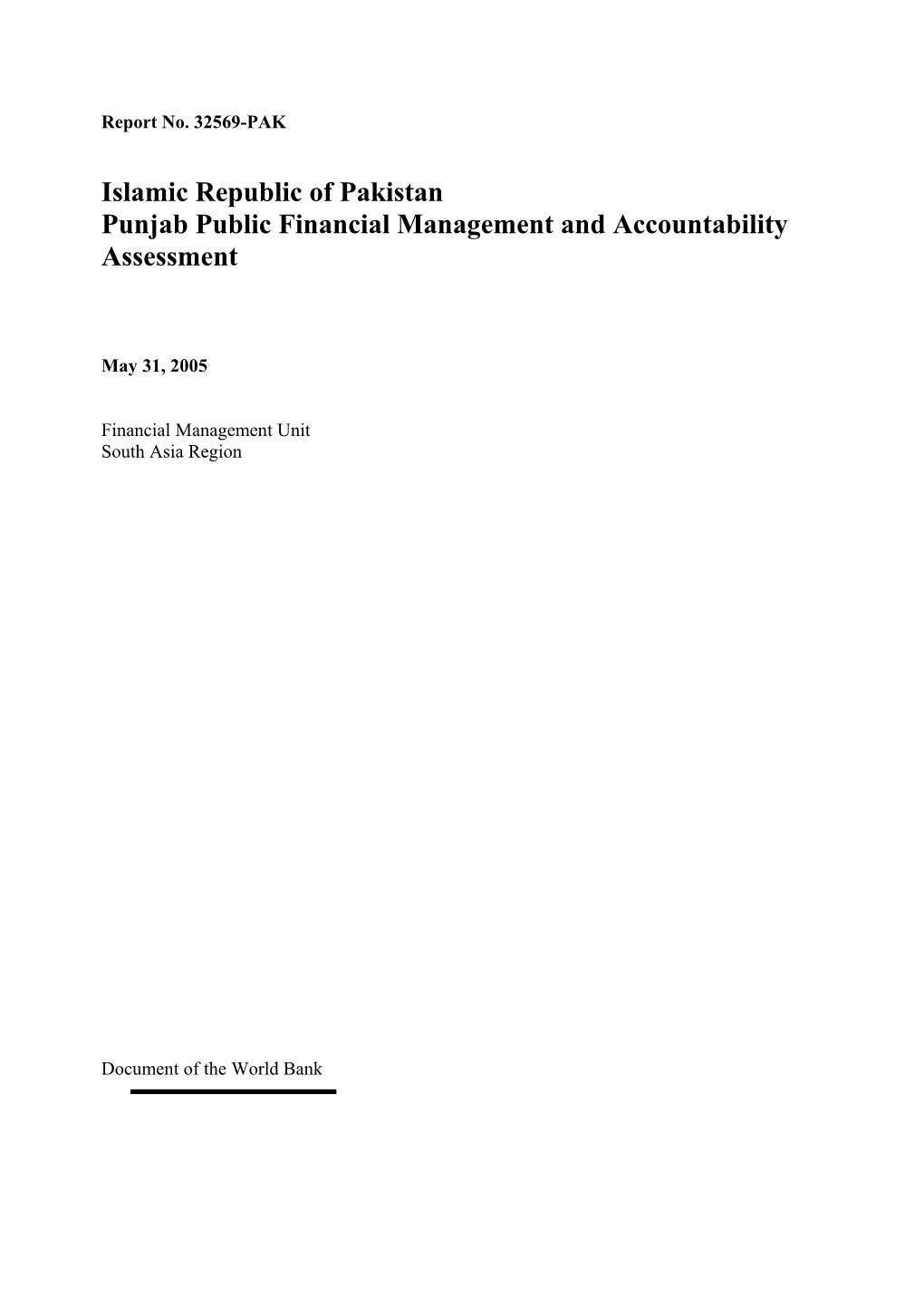 Punjab Public Financial Management and Accountability Assessment