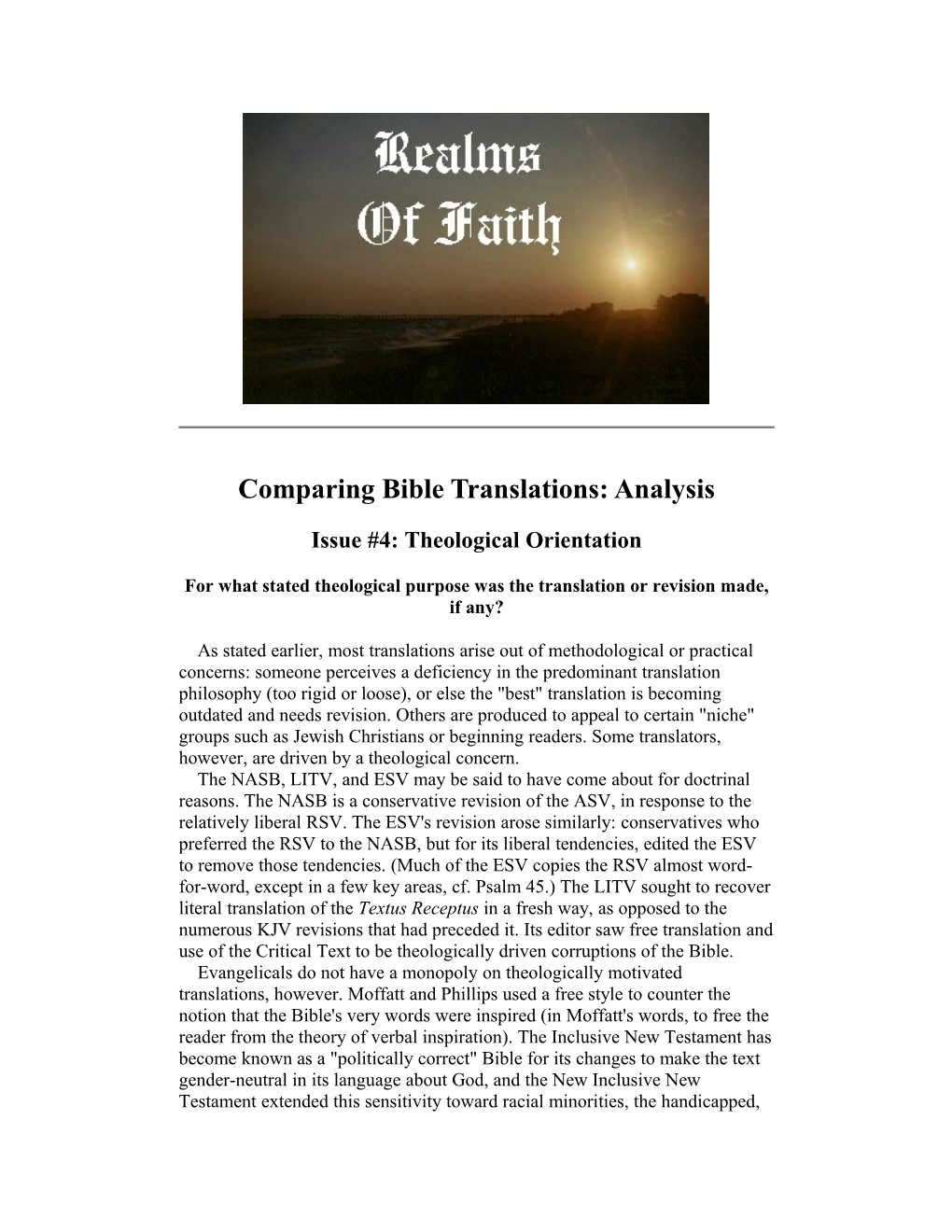 Comparing Bible Translations: Analysis