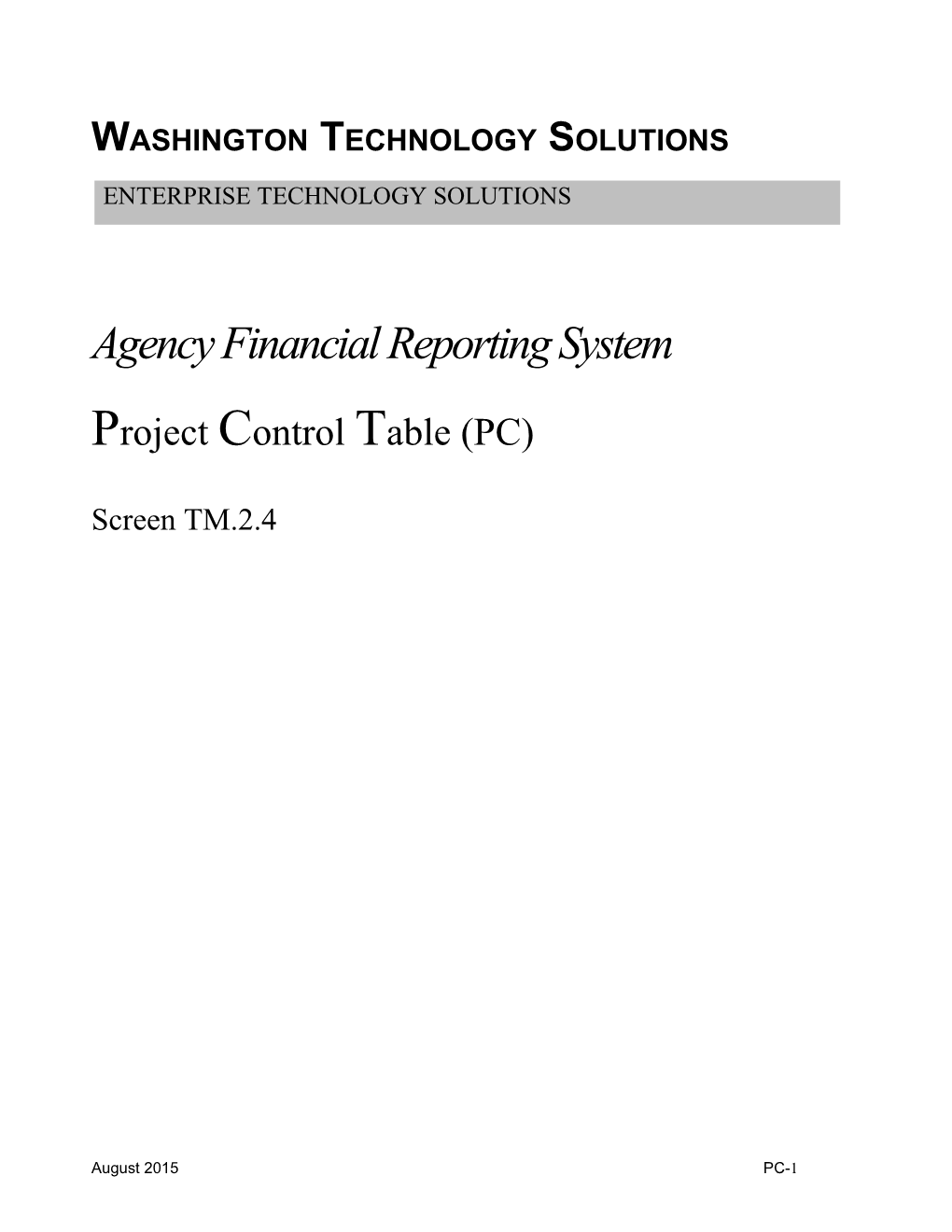 TM 2.4 Proj Control Table