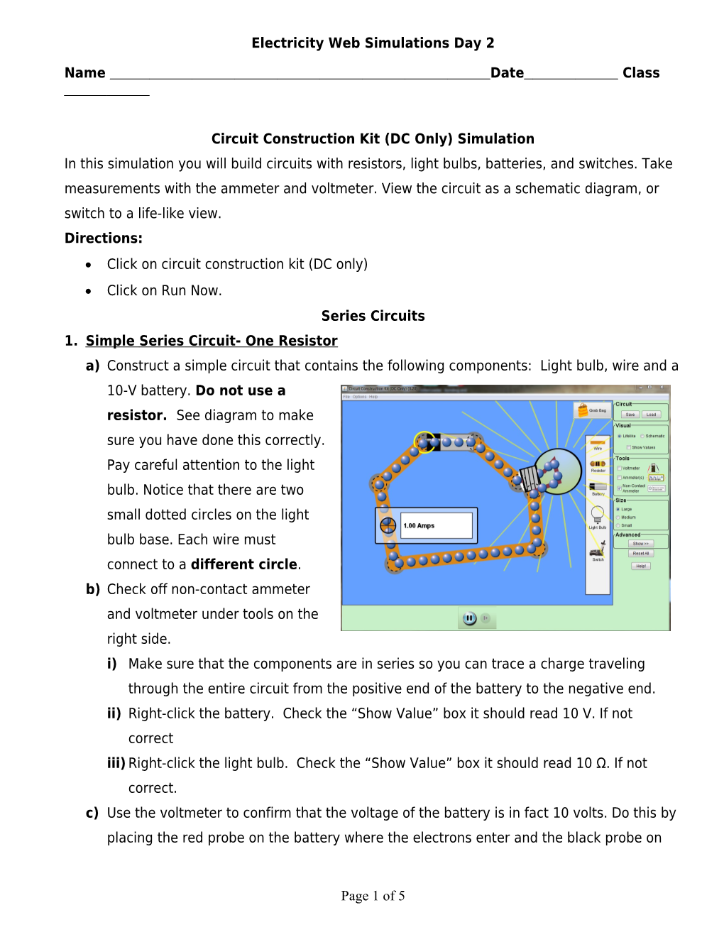 Circuit Construction Kit (DC Only) Simulation