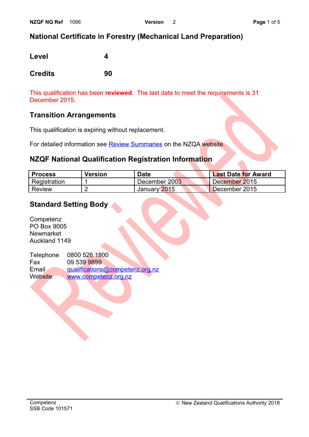 1066 National Certificate in Forestry (Mechanical Land Preparation)