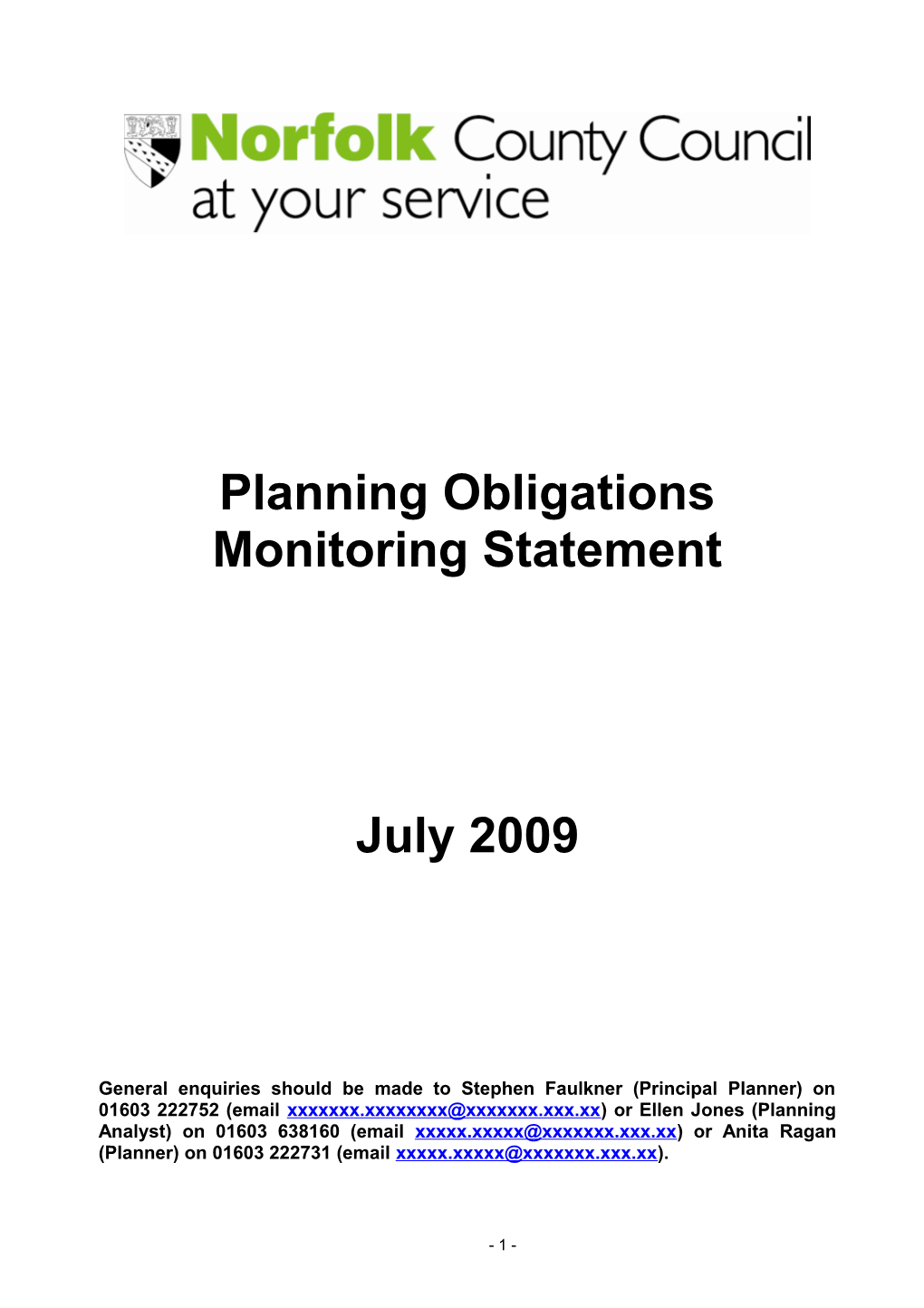 Planning Obligations Half-Yearly Monitoring Statement