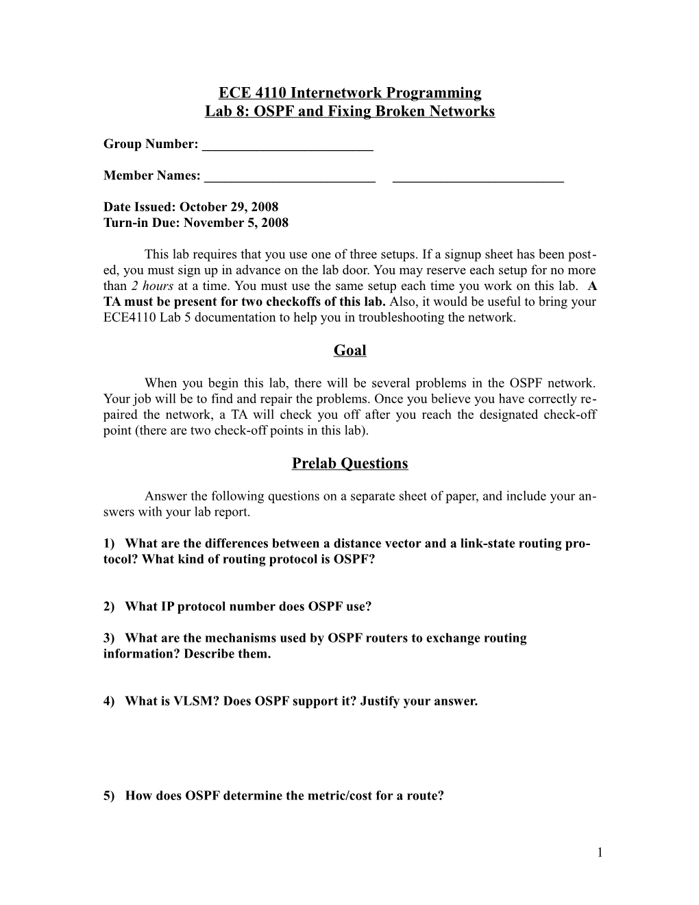 Lab 8: OSPF and Fixing Broken Networks