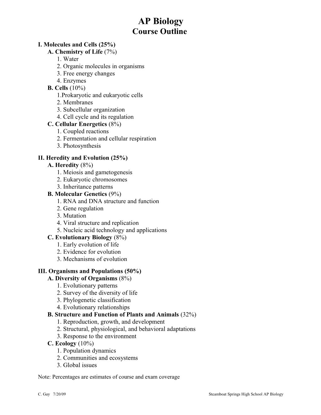 I. Molecules and Cells (25%)