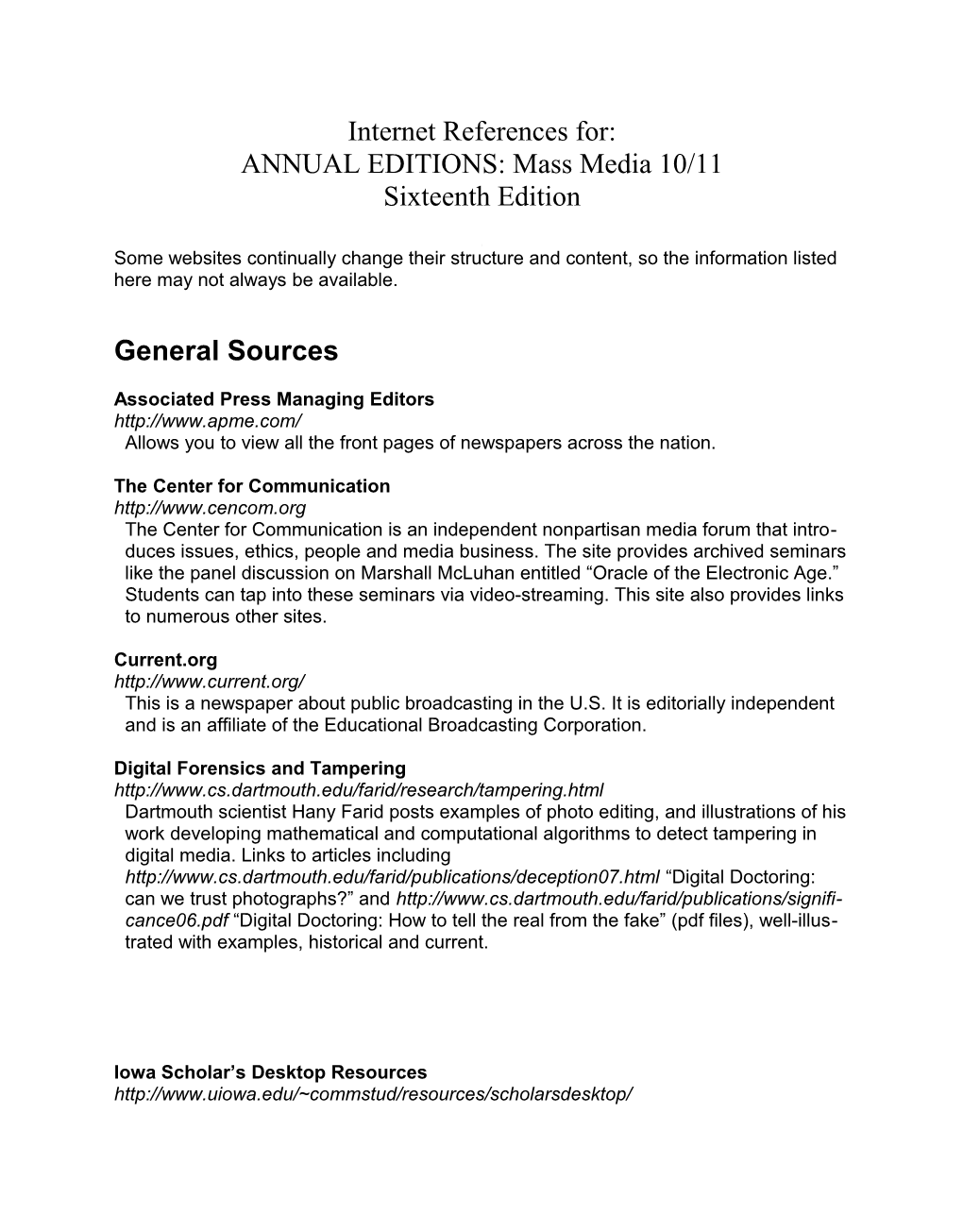 Annual Editions: Mass Media 10/11