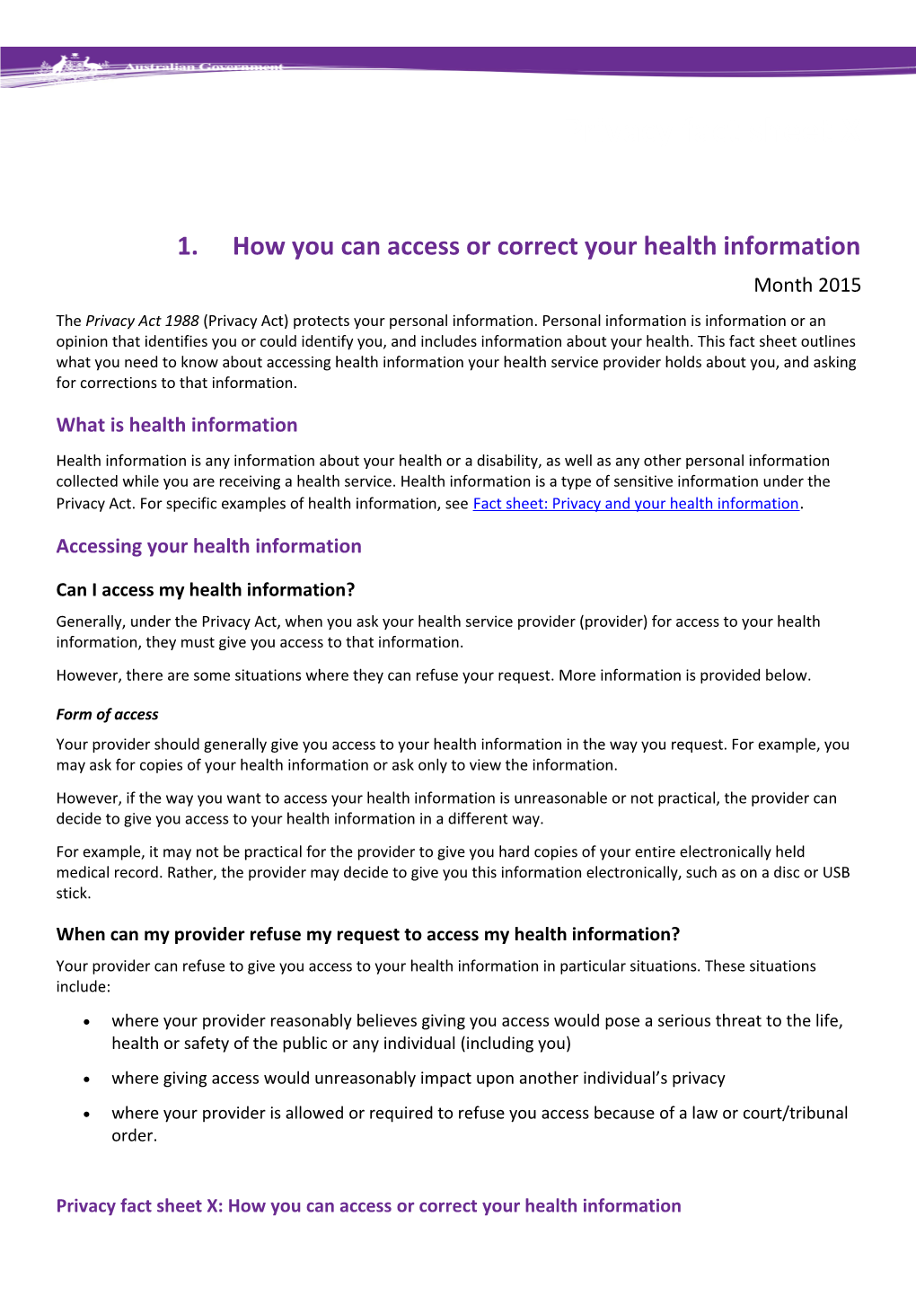 How You Can Access Or Correct Your Health Information