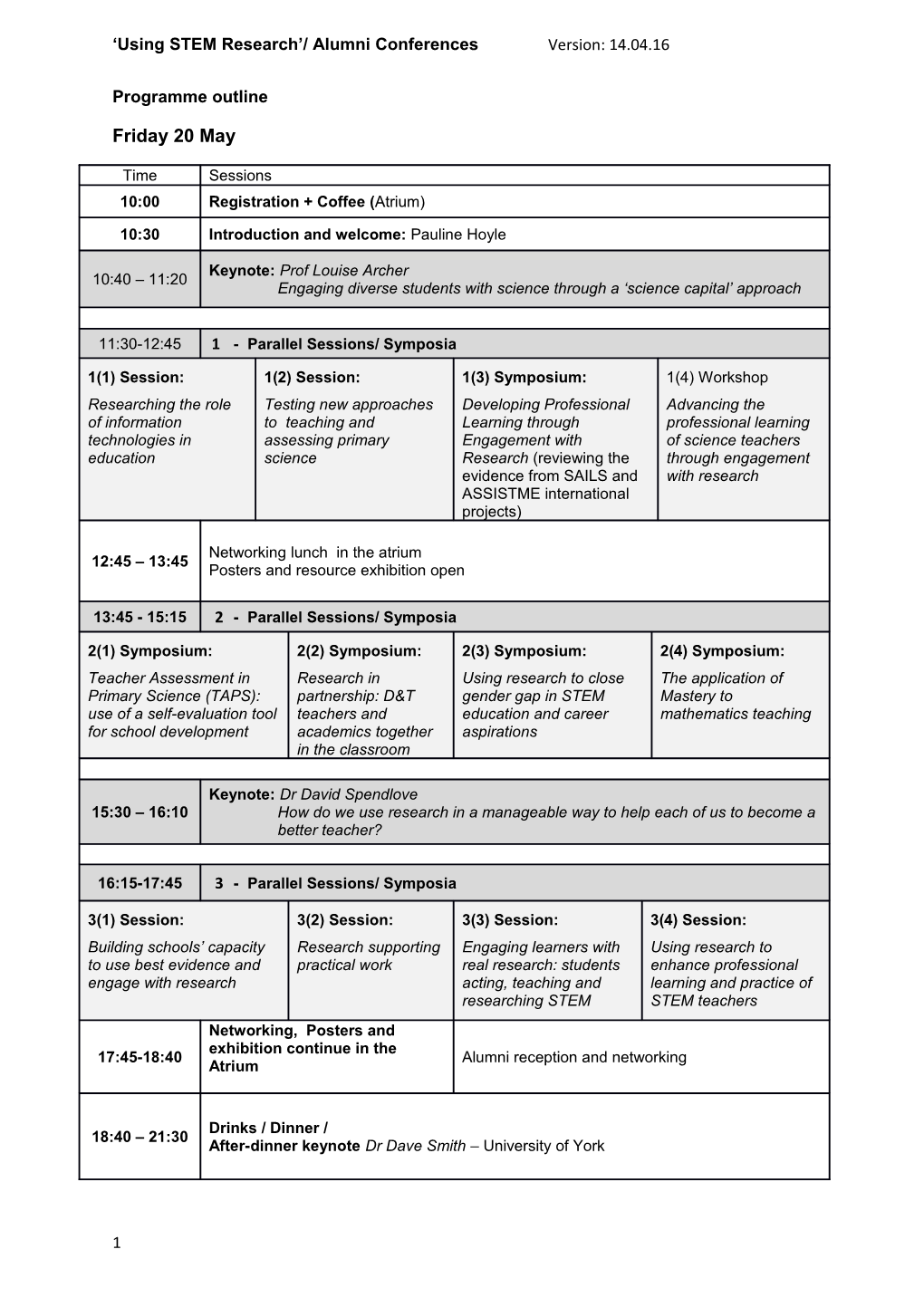 Using STEM Research / Alumni Conferences Version: 14.04.16