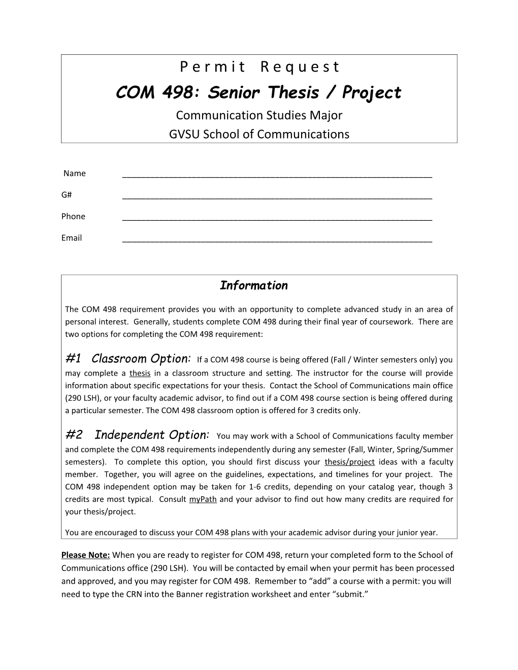 COM 498: Seniorthesis/Project