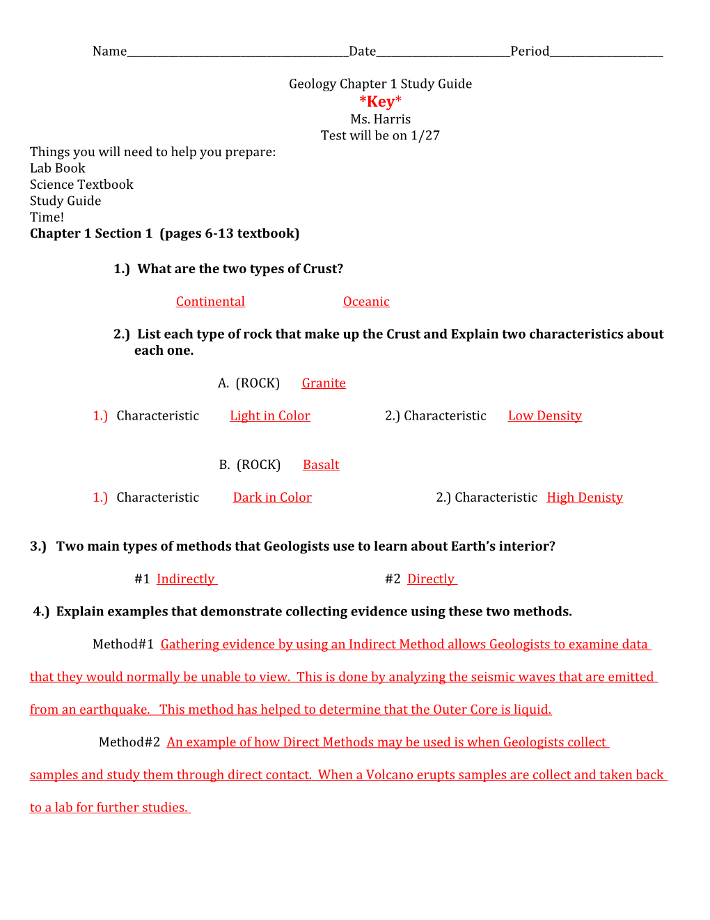 Geology Chapter 1 Study Guide