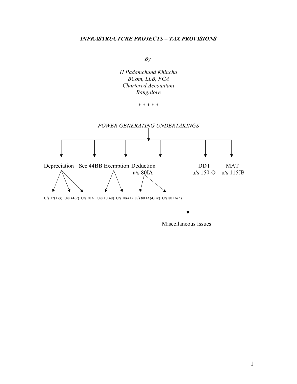 Infrastructure Projects Tax Provisions