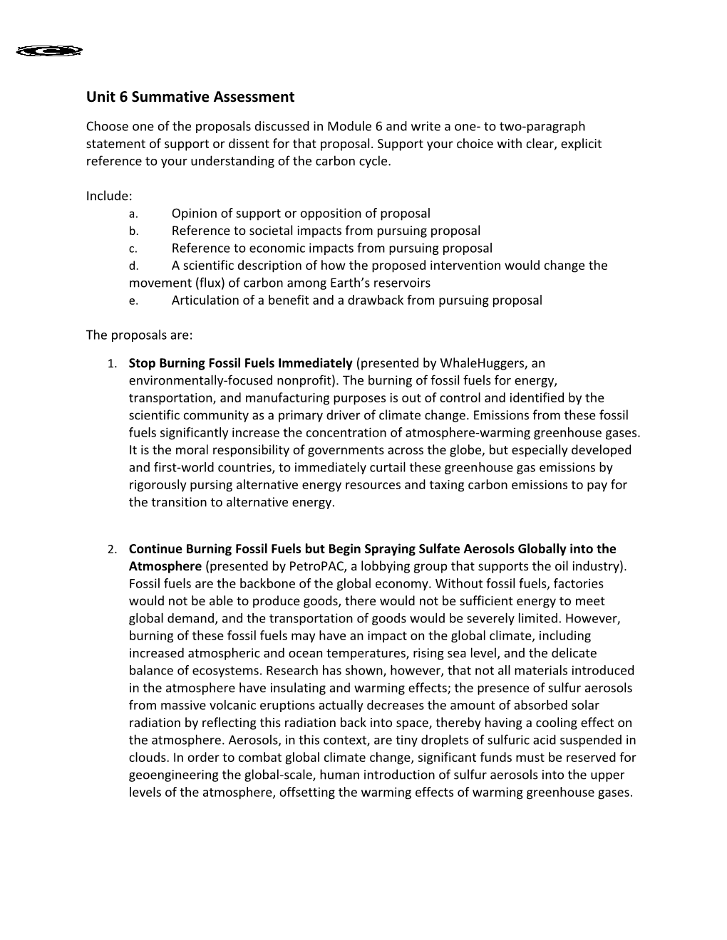 Unit 6 Summative Assessment