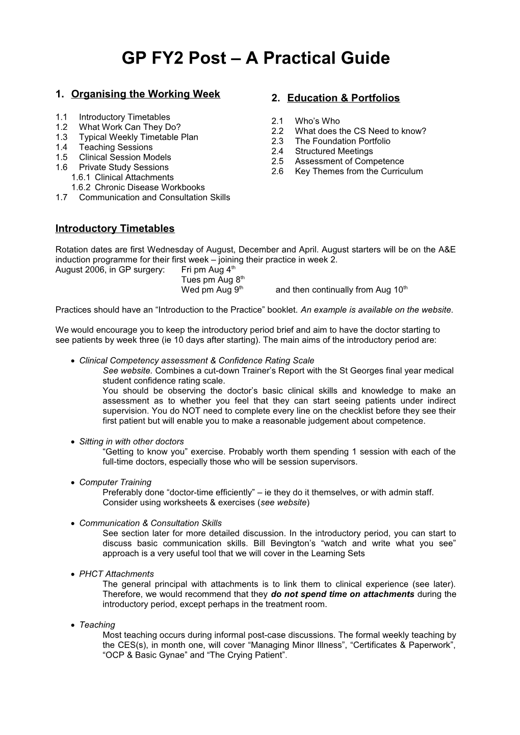 GP Module Timetable Plan